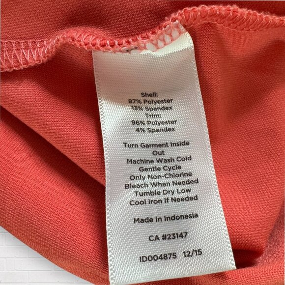 T by TALBOTS Tech Stretch Sleeveless Polo Drawstring Coral Orange Tennis Dress S - Picture 4 of 5